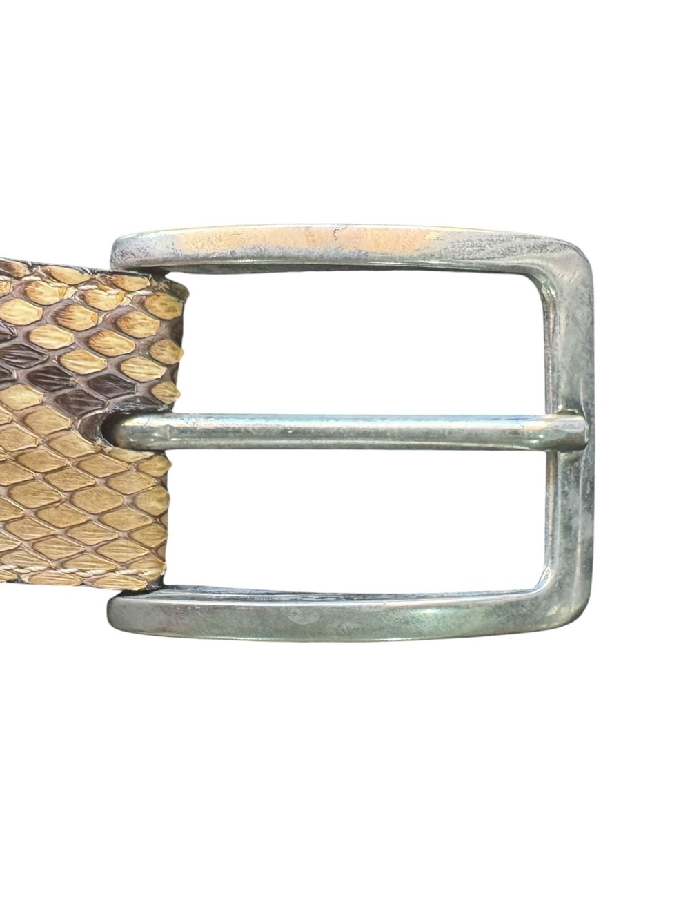Men's Real Python Leather Belt with Silver-Tone Buckle - Picture 7 of 9